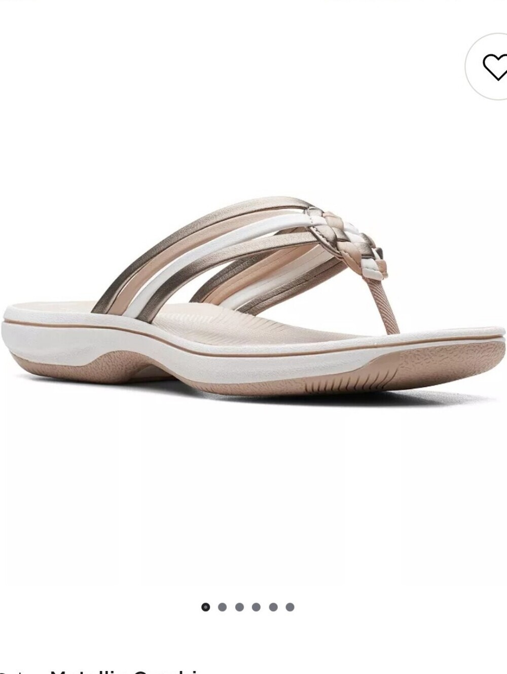 Clarks Cloudsteppers Breeze Coral Women's Flip Flop Sandals Metallic Combo Sz 9